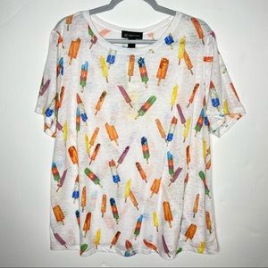 INC International Concepts Woman Cotton Blend Popsicle White Tee-Shirt Size 2X